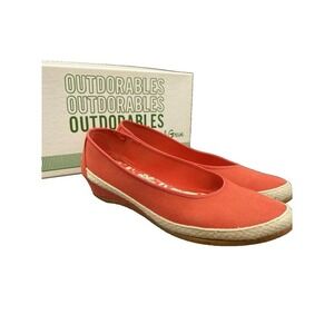 Vintage 1980s Daniel‎ Green Outdoorables Sz 7.5 Red Slip On Flats Canvas Shoes